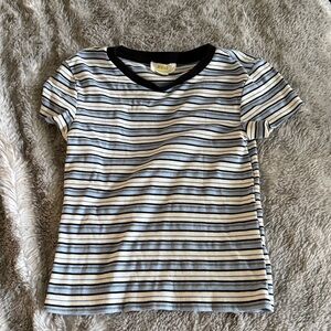 Anthropologie Maeve Black and Blue Striped Top